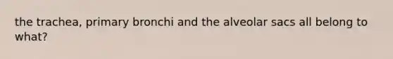 the trachea, primary bronchi and the alveolar sacs all belong to what?