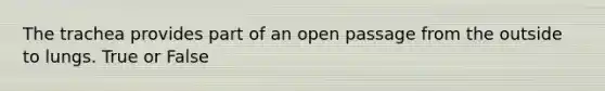 The trachea provides part of an open passage from the outside to lungs. True or False