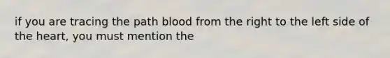 if you are tracing the path blood from the right to the left side of the heart, you must mention the