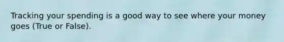 Tracking your spending is a good way to see where your money goes (True or False).