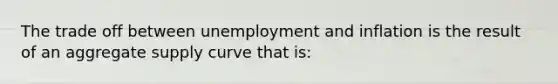 The trade off between unemployment and inflation is the result of an aggregate supply curve that is: