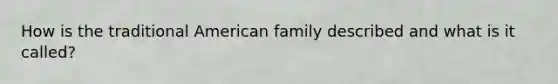 How is the traditional American family described and what is it called?