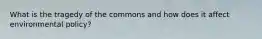 What is the tragedy of the commons and how does it affect environmental policy?