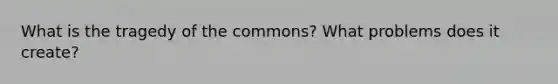 What is the tragedy of the commons? What problems does it create?