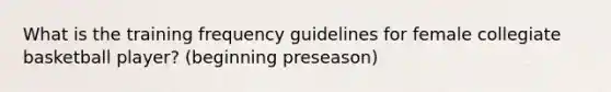 What is the training frequency guidelines for female collegiate basketball player? (beginning preseason)