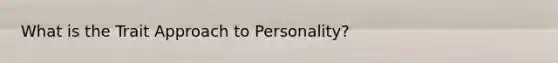 What is the Trait Approach to Personality?