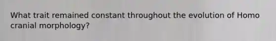 What trait remained constant throughout the evolution of Homo cranial morphology?