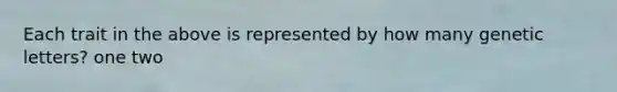 Each trait in the above is represented by how many genetic letters? one two