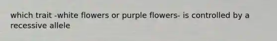 which trait -white flowers or purple flowers- is controlled by a recessive allele