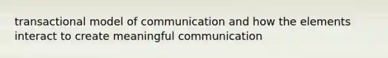 transactional model of communication and how the elements interact to create meaningful communication