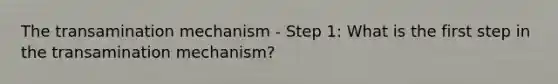 The transamination mechanism - Step 1: What is the first step in the transamination mechanism?
