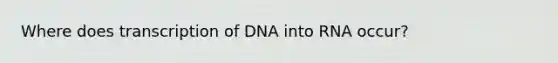 Where does transcription of DNA into RNA occur?