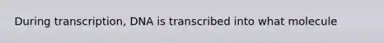 During transcription, DNA is transcribed into what molecule