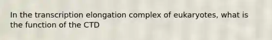 In the transcription elongation complex of eukaryotes, what is the function of the CTD