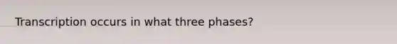 Transcription occurs in what three phases?