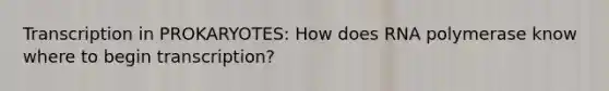Transcription in PROKARYOTES: How does RNA polymerase know where to begin transcription?