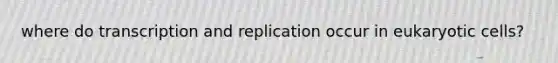 where do transcription and replication occur in <a href='https://www.questionai.com/knowledge/kb526cpm6R-eukaryotic-cells' class='anchor-knowledge'>eukaryotic cells</a>?