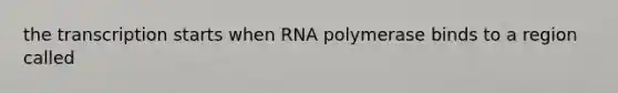 the transcription starts when RNA polymerase binds to a region called