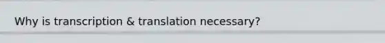 Why is transcription & translation necessary?