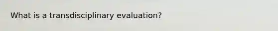 What is a transdisciplinary evaluation?