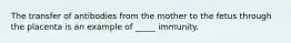 The transfer of antibodies from the mother to the fetus through the placenta is an example of _____ immunity.