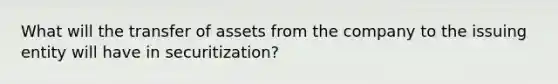 What will the transfer of assets from the company to the issuing entity will have in securitization?