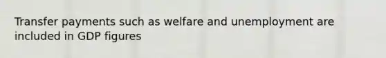 Transfer payments such as welfare and unemployment are included in GDP figures