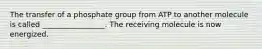 The transfer of a phosphate group from ATP to another molecule is called _________________. The receiving molecule is now energized.