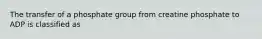 The transfer of a phosphate group from creatine phosphate to ADP is classified as