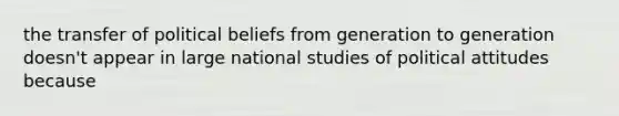 the transfer of political beliefs from generation to generation doesn't appear in large national studies of political attitudes because