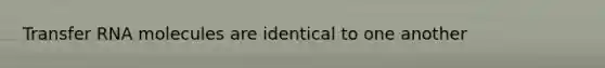 Transfer RNA molecules are identical to one another