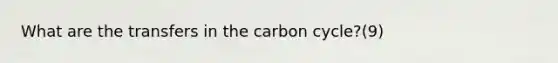 What are the transfers in the carbon cycle?(9)