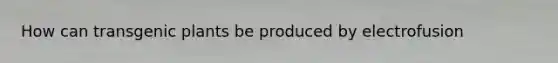 How can transgenic plants be produced by electrofusion