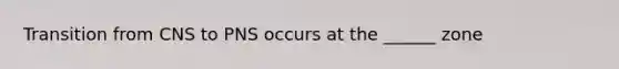 Transition from CNS to PNS occurs at the ______ zone