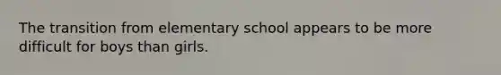 The transition from elementary school appears to be more difficult for boys than girls.