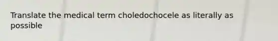 Translate the medical term choledochocele as literally as possible