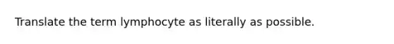 Translate the term lymphocyte as literally as possible.