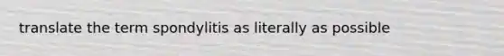 translate the term spondylitis as literally as possible