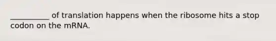 __________ of translation happens when the ribosome hits a stop codon on the mRNA.