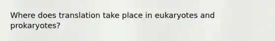 Where does translation take place in eukaryotes and prokaryotes?