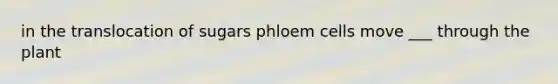 in the translocation of sugars phloem cells move ___ through the plant