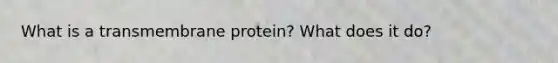 What is a transmembrane protein? What does it do?