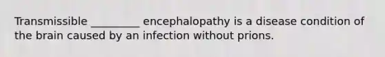 Transmissible _________ encephalopathy is a disease condition of <a href='https://www.questionai.com/knowledge/kLMtJeqKp6-the-brain' class='anchor-knowledge'>the brain</a> caused by an infection without prions.