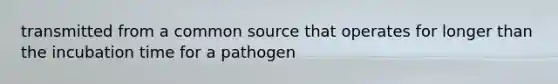 transmitted from a common source that operates for longer than the incubation time for a pathogen