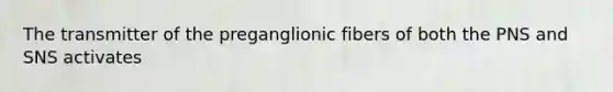 The transmitter of the preganglionic fibers of both the PNS and SNS activates