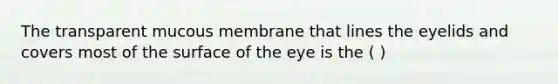 The transparent mucous membrane that lines the eyelids and covers most of the surface of the eye is the ( )