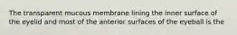The transparent mucous membrane lining the inner surface of the eyelid and most of the anterior surfaces of the eyeball is the