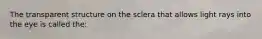 The transparent structure on the sclera that allows light rays into the eye is called the: