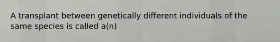 A transplant between genetically different individuals of the same species is called a(n)