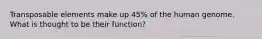 Transposable elements make up 45% of the human genome. What is thought to be their function?